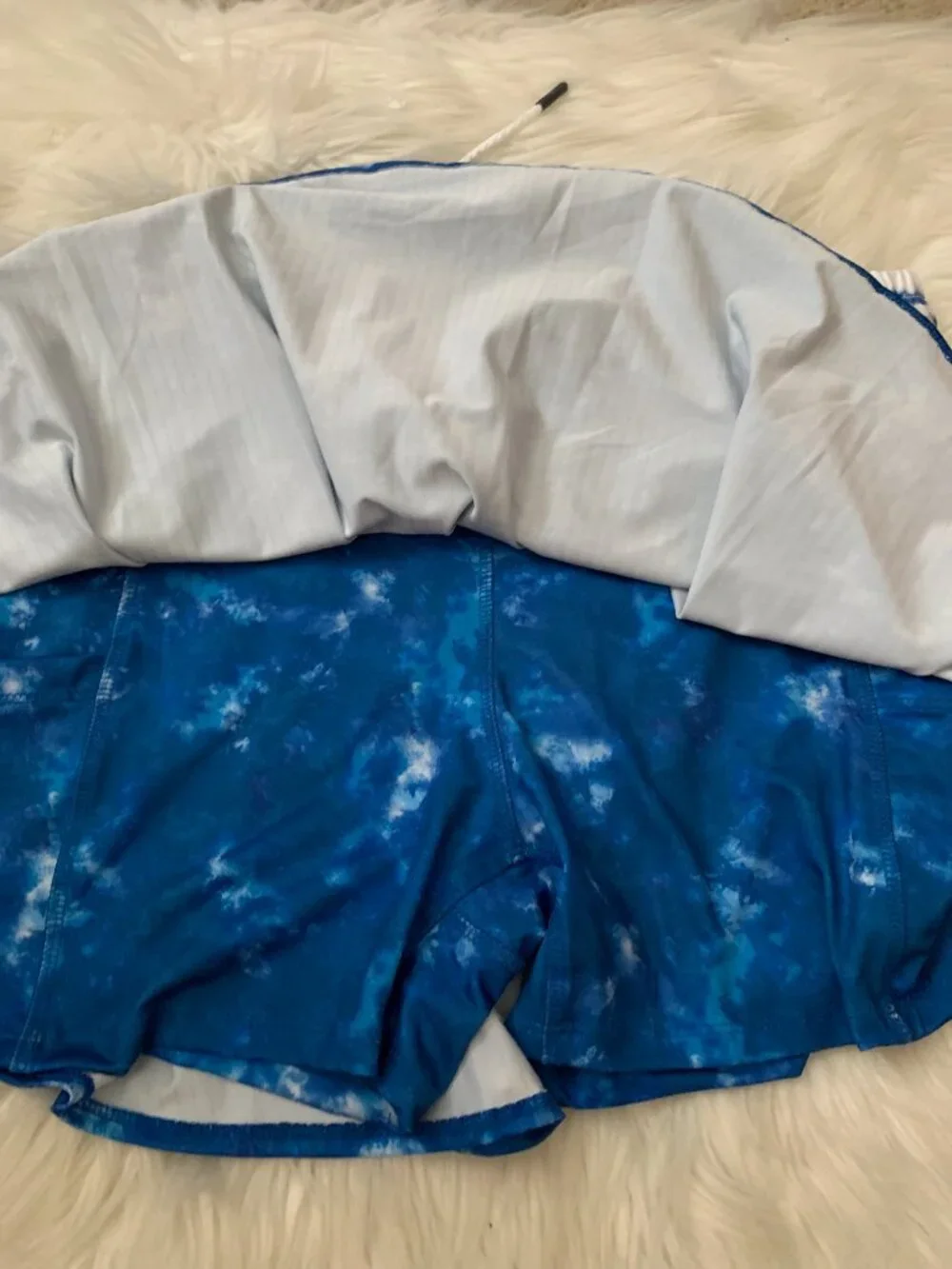 LUCKY IN LOVE Shibori Stripe High Waist Skirt in Blue Sz LARGE